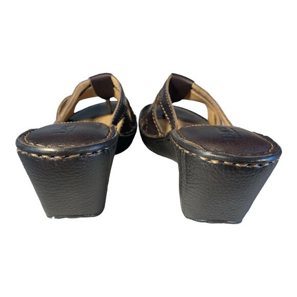 Born Women's Hand Crafted Wilma Brown Leather Wedge Sandals 9 - Picture 5 of 7